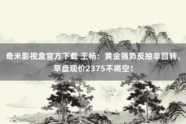 奇米影视盒官方下载 王杨：黄金强势反抽非回转，早盘现价2375不竭空！