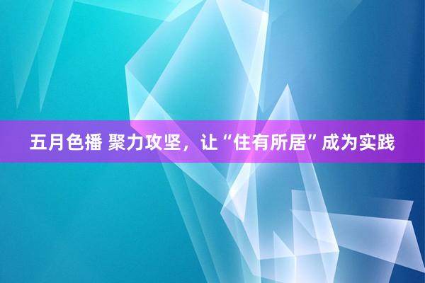 五月色播 聚力攻坚，让“住有所居”成为实践