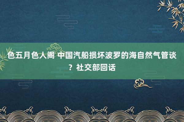 色五月色人阁 中国汽船损坏波罗的海自然气管谈？社交部回话