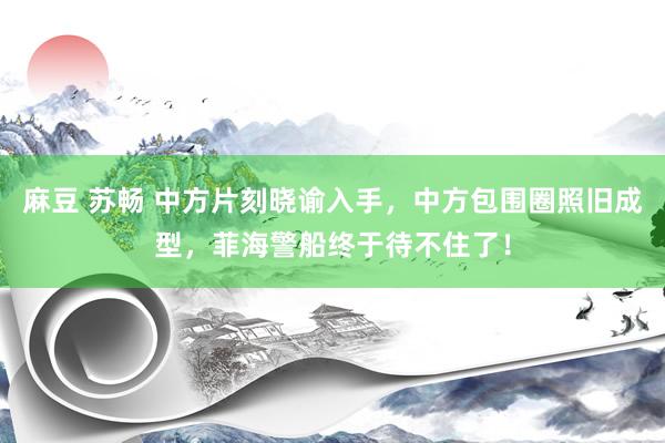 麻豆 苏畅 中方片刻晓谕入手，中方包围圈照旧成型，菲海警船终于待不住了！