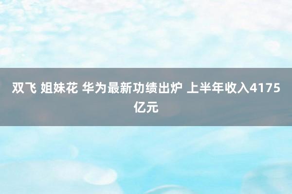 双飞 姐妹花 华为最新功绩出炉 上半年收入4175亿元