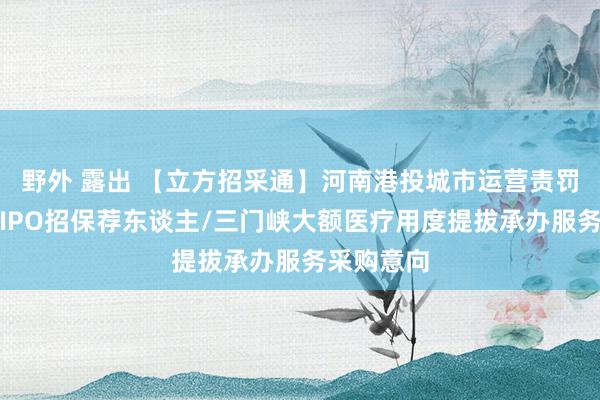 野外 露出 【立方招采通】河南港投城市运营责罚公司港股IPO招保荐东谈主/三门峡大额医疗用度提拔承办服务采购意向