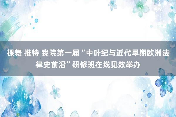 裸舞 推特 我院第一届“中叶纪与近代早期欧洲法律史前沿”研修班在线见效举办